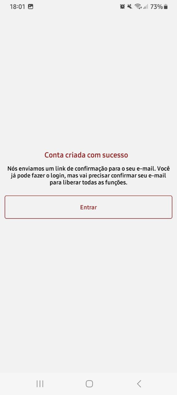 Conta criada com sucesso