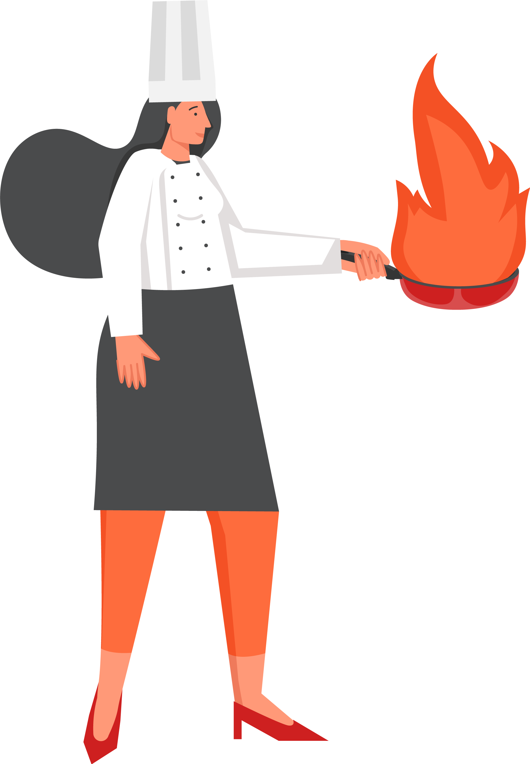 Cozinheira flambando
